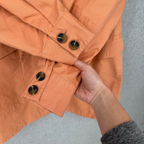 Universal Thread Womens Button Up Utility Jacket Size M Coral Tie Waist NEW - Picture 3 of 12